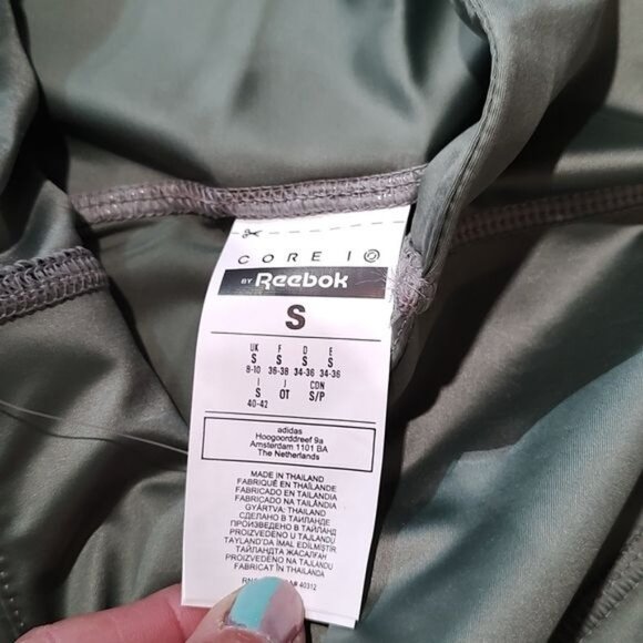 NWT Core by Reebok green shiny high leggings athletic workout - Picture 3 of 3